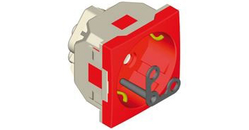 Розетка 2к+З с ключом (45х45 -) – красная 1